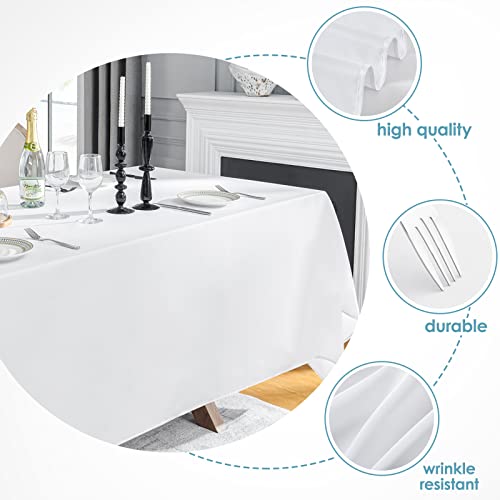 2 Pack White Rectangular Tablecloth 90 x 132 Inch Polyester Table Cover