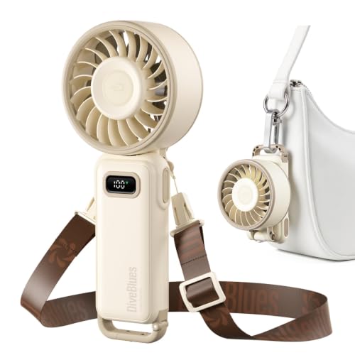 Diveblues Portable Handheld Turbo Fan D6036 Cream 100-Speed Personal Neck Fan