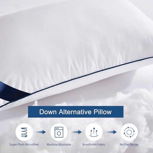 Meoflaw Standard Bed Pillows Set of 4 - Soft Microfiber Hotel Quality
