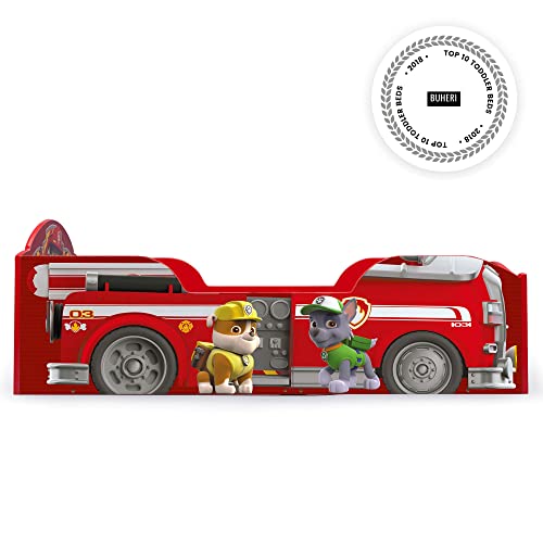 Sturdy Wood Toddler Bed with Guardrails and Rescue Adventure Theme