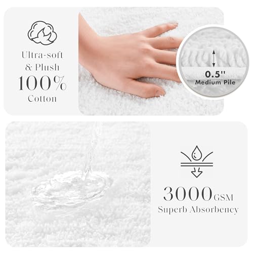 Madison Park Splendor Reversible 100% Cotton Bath Rug, 21x34 White
