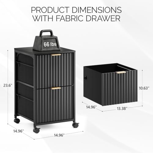 2-Drawer Mobile File Cabinet with Wheels for Under Desk Storage