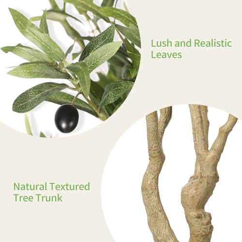 8ft Large Artificial Olive Tree with Realistic Leaves - Faux Olive Tree for Home Decor