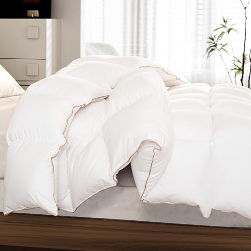 100% Cotton Feather Down Fiber Comforter & Duvet Insert with Corner Tabs