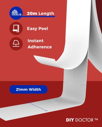 Heavy Duty Double Sided Carpet Tape - 20m x 21mm Extra Strong Rug Adhesive