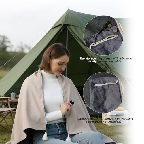 USB Heated Cotton Shawl with 3 Heating Levels for Home and Outdoor Use