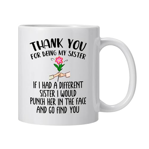 Funny Sister Mug - Best Sister Ever Gift, 11 Oz Double Sided Coffee Cup