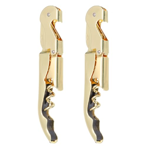 uxcell Gold 2PCS 5-Inch Waiter Corkscrew & Bottle Opener Set with Foil Cutter