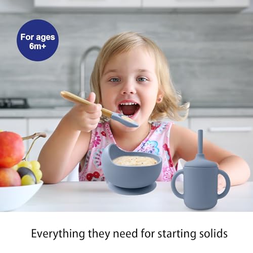 14-Piece Silicone Baby Feeding Set with Suction Plate and Bib