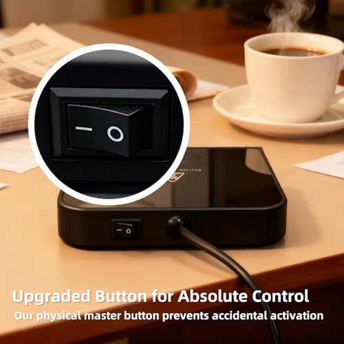 MADCKDEDRT Black 2-in-1 Coffee & Candle Warmer, Electric Desk Mug & Candle Heater