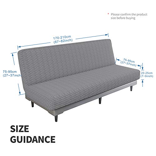 Stretch Jacquard Futon Cover - Soft Armless Slipcover, Light Gray