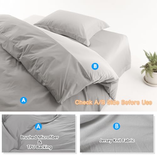 Waterproof Twin Duvet Protector Cover - Gray, Reversible for Pets & Incontinence