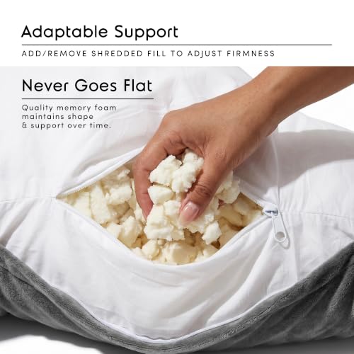 Adjustable Reading Pillow with Arms - 18" Shredded Foam Backrest
