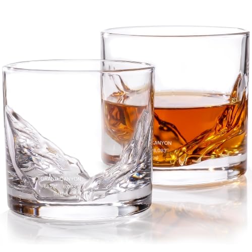 Grand Canyon Whiskey Glasses, Set of 2, 10oz Freezable Crystal Rocks Glasses