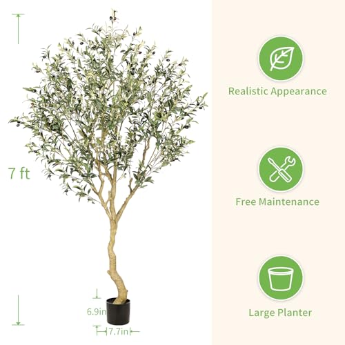 7FT Artificial Olive Tree - Realistic Faux Plant for Home Decor