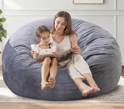 3ft Memory Foam Bean Bag Chair - Ultra Soft Velvet Sofa, Dark Grey