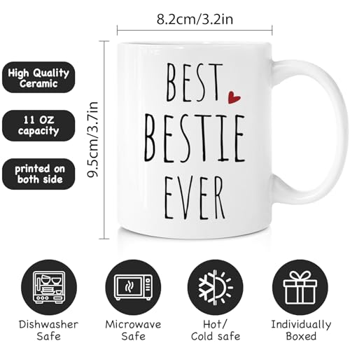 Best Bestie Ever Mug Gifts for Women, 11oz White Ceramic Coffee Cup,