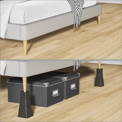 Heavy Duty Adjustable Bed Risers - Elevate Furniture by 12 Inches
