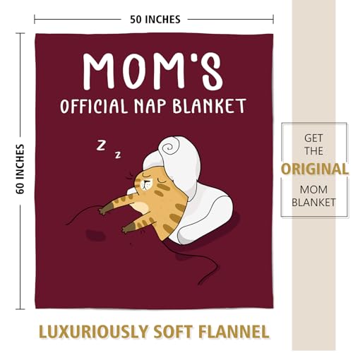 60x50 Inch Mom Gifts Blanket from Daughter or Son - Burgundy Cozy Nap Throw