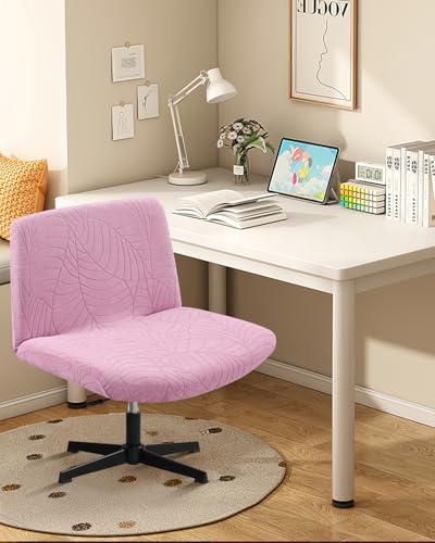 Stretchable Criss Cross Chair Cover - Leaves Jacquard, Pink