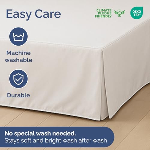 King Size Pleated Bed Skirt - 15 Inch Drop Soft Microfiber Dust Ruffle, White