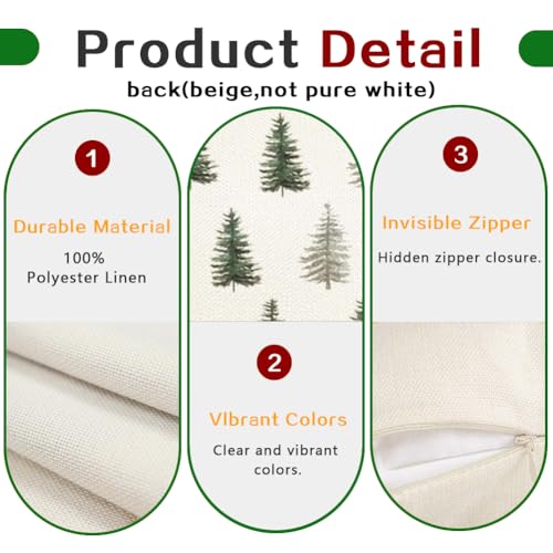 RABUSOFA Green Christmas Tree Pillow Covers 20x20in Set of 2 - 100% Polyester