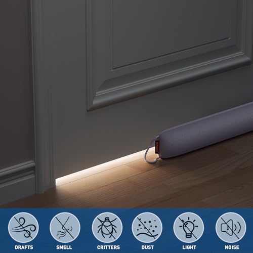 Weighted Door Draft Stopper 36 Inch - Gray Soundproof Under Door Blocker