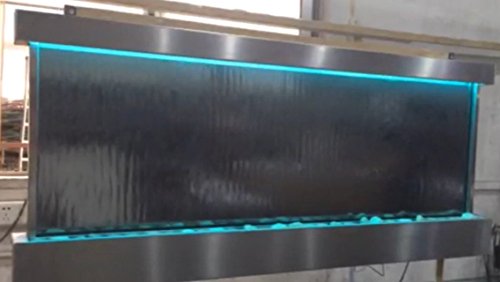 XXL Wall Water Fountain 60x26 Inch Stainless Steel Indoor Outdoor Waterfall with Color Lights & Remote Control