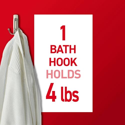 Satin Nickel Double Bath Hook, Damage-Free Adhesive Wall Hook