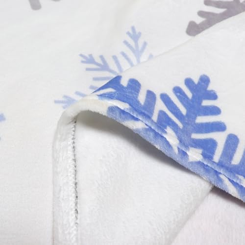 Blue Snowflake Christmas Throw Blanket 60x80in Ultra Soft Fleece Bed Decor