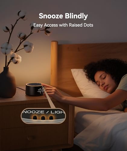 White Noise Machine Alarm Clock for Sleep - 25 Soothing Sounds & Dimmable Display