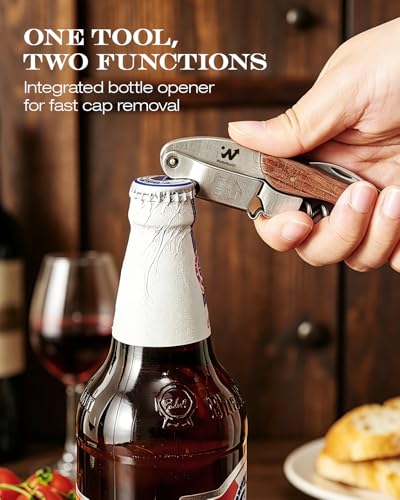 Brown Wood Wine Key for Bar & Wine Lovers - Wellsworth Corkscrew