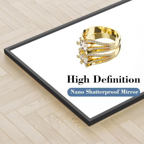 56"x15" Full Length Mirror - Thin Black Aluminum Frame for Wall & Floor