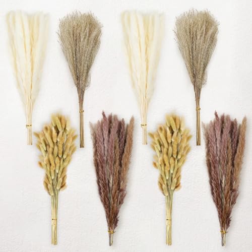 200-Piece Dried Pampas Grass Bouquet - Natural Boho Floral Home Decor