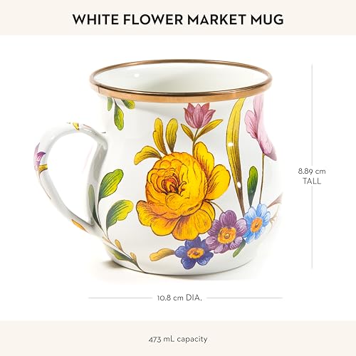 MacKenzie-Childs Enamel Mug 16 oz Flower Market White
