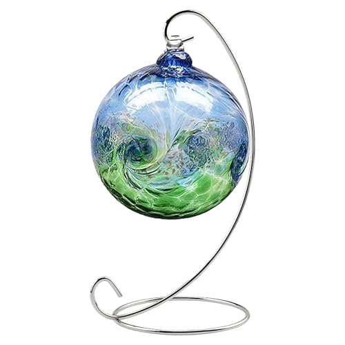 Abom 1S-8in Silver Single Ornament Display Stand, Air Plant Holder & Hanging Hook