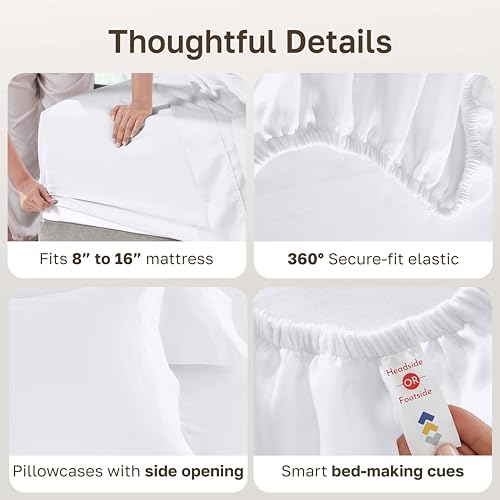 California Design Den 600 Thread Count Queen Sheet Set - 100% Cotton Sateen