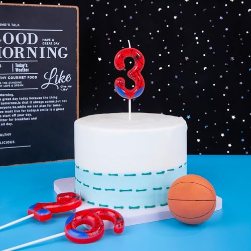 Spider Cartoon Number 3 Birthday Candle - 2.76 Inch Cake Topper with Holder