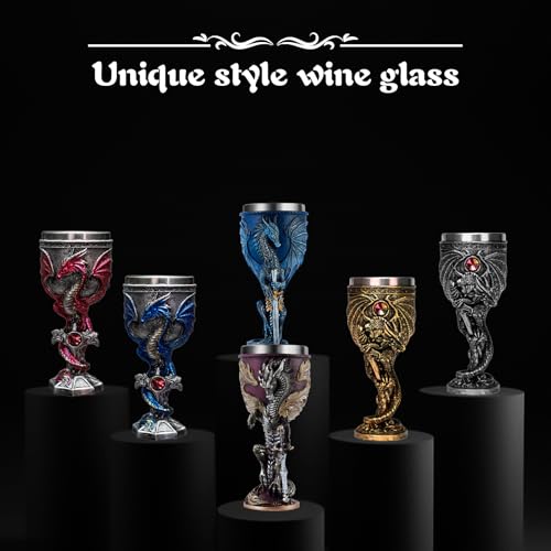 Medieval Dragon Wine Goblet with Stainless Steel Lining, 7oz Fantasy Chalice