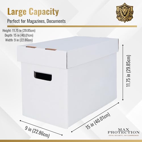 Heavy-Duty Magazine Storage Boxes with Lids, 5-Pack Corrugated File Organizers
