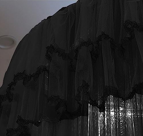Mosquito Net Bed Canopy - Princess Dome Sheer Mesh Netting Curtain, Black