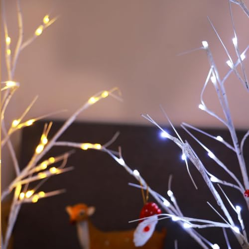 2 Pack 4FT Lighted Birch Tree Lights Christmas Decor Warm & Cool White