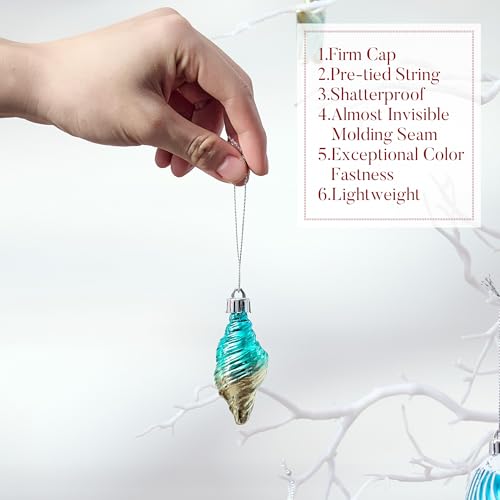 12-Piece Shatterproof Coastal Beach Tree Ornaments - Ocean Theme Decor