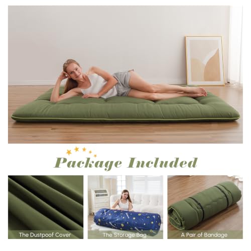 Japanese Floor Futon Mattress - Portable Roll-Up Tatami Sleeping Mat
