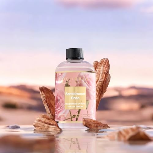 Sandalwood Rose Reed Diffuser Refill Set - 17oz Long-Lasting Home Fragrance