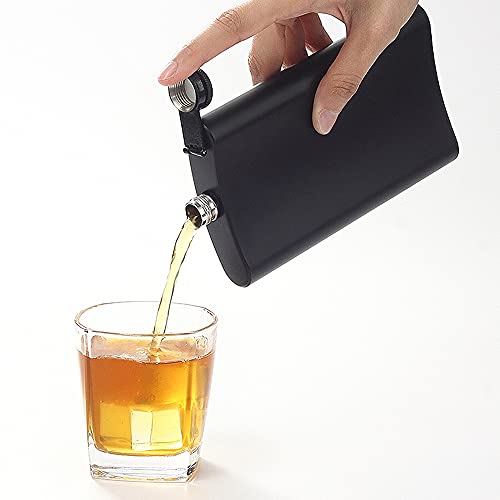 FYL Matte Black 12oz Stainless Steel Hip Flask with Leakproof Cap & Funnel