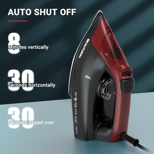 1500W Steam Iron with Ceramic Soleplate, Anti-Drip & Auto Shutoff