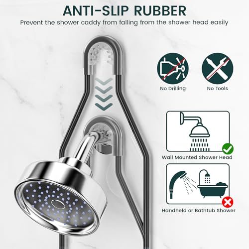 Adjustable Hanging Shower Caddy Rustproof Organizer, Black