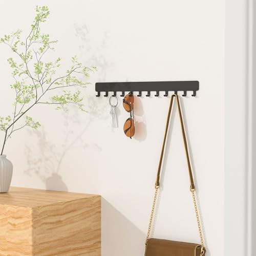 Wall Mounted Jewelry Organizer - 24 Hook Metal Necklace Holder, Black