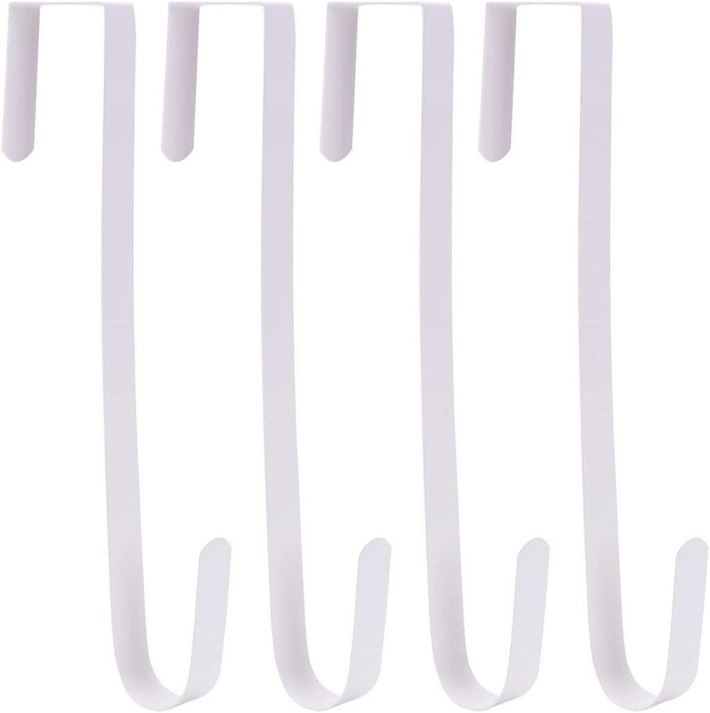 Sattiyrch 12" Wreath Hanger - Durable Steel Over The Door Hook for Front Door Decor (White, 4")